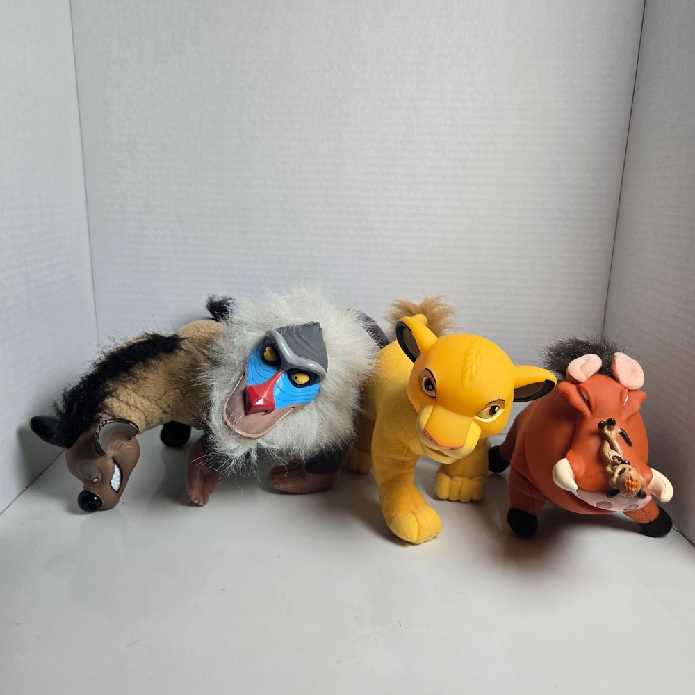 Vintage Applause Disney The Lion King Lot of 4 Vinyl Head Plush Simba Hyena